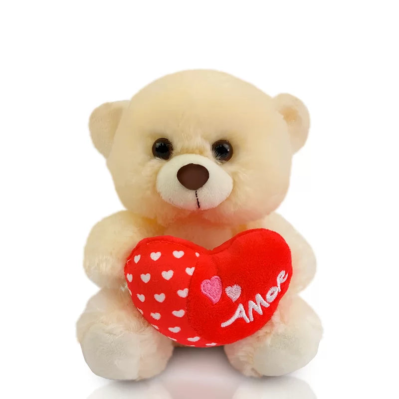 Urso de Pelúcia 18 cm Sentado - Gesto de Amor Pérola